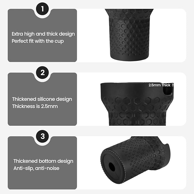 Silicone Boot for Stanley, Cup Bottom Protector Sleeve Accessories for Stanley Quencher H2.0 FlowState Tumbler 20oz/30oz/Stanley Adventure Quencher Tumbler 24oz (Black)