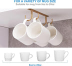 Mug Rack Under Cabinet - Coffee Cup Holder, 12 Mugs Hooks Under Shelf, Display Hanging Cups Drying Hook for Bar Kitchen Utensils Gold