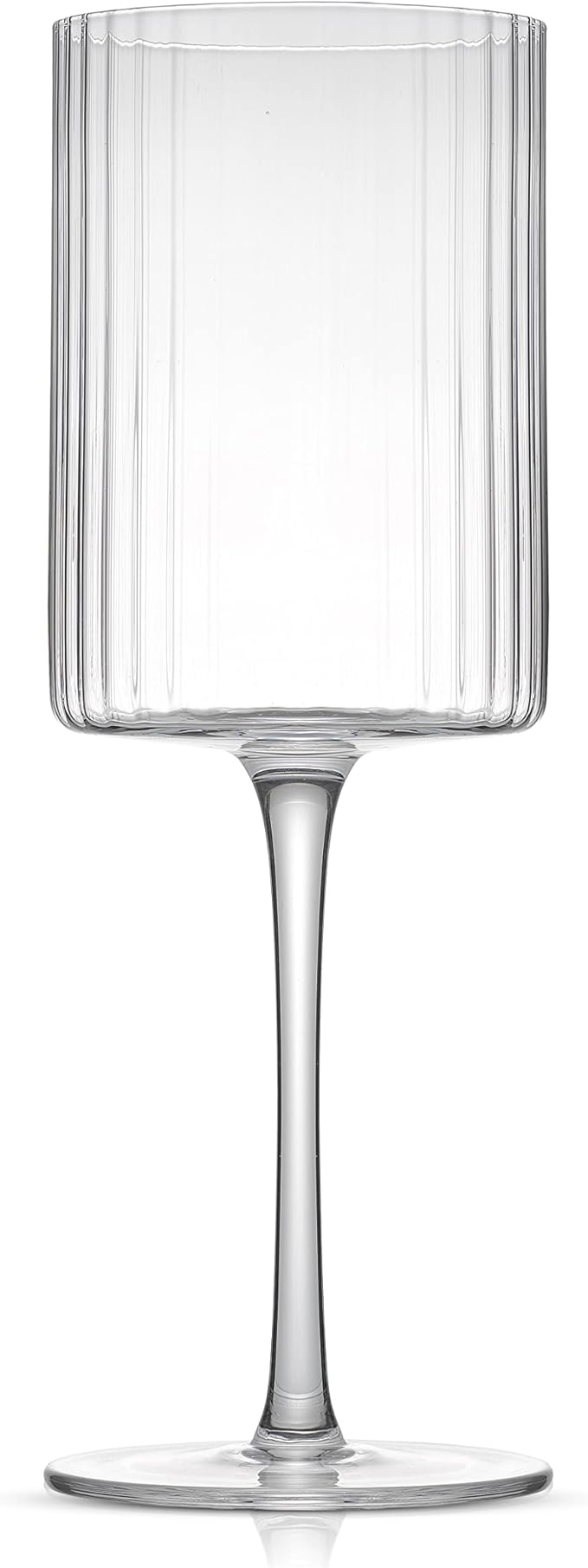 JoyJolt Elle Fluted Wine Glasses, 17.5oz Red Wine Glass Set of 2, Unique Stemmed Glass, Big Long Stem Cocktail Vintage Style Drinking Glasses