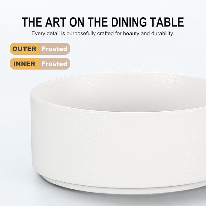 GZG Ceramic Cereal Bowls Set of 4,6 Inch Stoneware Soup Bowls,Dishwasher and Microwave Safe,Stackable,Scratch Resistant for Oatmeal,Fruit,Salads and Rice(Ivory White)