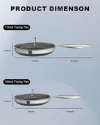 FogDream 10“11” Stainless Steel Pan, Non Stick Frying Skillet with Lid, Tri-Ply Stainless Steel for All Cooktops, Dishwasher and Oven-Safe Cooking Pan, Stay-Cool Handle, Silver