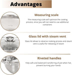 Daniks Classic 4 Quart Stainless Steel Stock Pot with Glass Lid, Tri-Ply Bottom for Even Heating, Induction Compatible, Dishwasher Safe