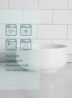 Teocera Pasta Bowls, Large Salad Bowls, Porcelain Bowl Set, Wide and Shallow, Microwave and Dishwasher Safe, 35 Ounce - Set of 4, White