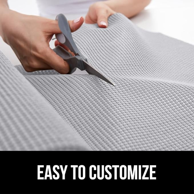 GORILLA GRIP powerGRIP Drawer Shelf and Cabinet Liner, Thick Strong Hold, Non-Adhesive Liners Protect Kitchen Cabinets and Cupboard, Bathroom Drawers, Easy Install, Breathable Mat, 24" x30' Light Gray