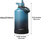 CIVAGO Gallon Insulated Water Bottle Jug with Straw, 128 oz Large Stainless Steel Water Flask, Big Metal Thermal Mug with 3 Lids for Sports, Travel, Gym, and Camping, Dark Rainbow