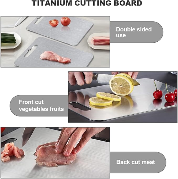 Pure Titanium Cutting Board Food Grade Cutting Board Non-slip surface is lightweight and resistant to deformation, suitable for outdoor camping and kitchen - Dishwasher safe (14"L x 10"W)