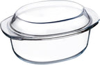 Mini-1 QT Oval Glass Casserole Dish With Lid, (Single Serving) Glass small casserole dish with lid, Glass Casseroles With Glass Lids, Microwavable Glass Casseroles Dishes, Glass Dish with Glass Lid