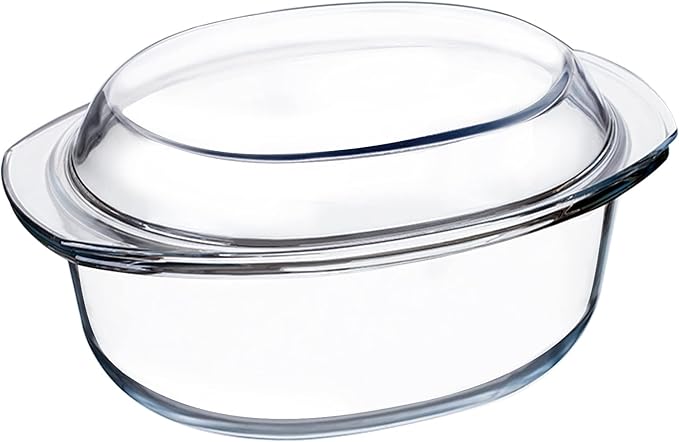 Mini-1 QT Oval Glass Casserole Dish With Lid, (Single Serving) Glass small casserole dish with lid, Glass Casseroles With Glass Lids, Microwavable Glass Casseroles Dishes, Glass Dish with Glass Lid