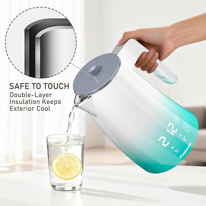 Electric Kettle with 5-Temperature Control,1.25L Cordless,Penguin Shape Design,1200W with Keep Warm and Auto Shut-Off,Perfect for Tea,Coffee & Kitchen(Blue Gradient)