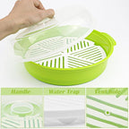 DOERDO Microwave Steamer for Cooking Microwave Vegetable Steamer with Lid, Microwave Cookware Vegetables Seafood Cooking, Green, 10Inch