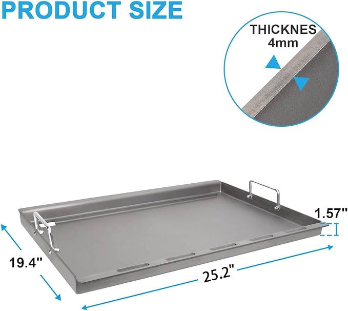 Full Size Griddle Insert for Weber Genesis 300 Grill E-310 E-320 E-330, Genesis S-310 S-320 S-330, Genesis EP-310 EP-320 EP-330 CEP-310 CEP-330, Flat Top Griddle Plate Replace for Weber 7524 Grate*2