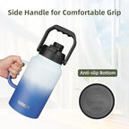 BJPKPK 87oz Insulated Water Bottle with Handle, Large Dishwasher Safe 2/3 Gallon Water Bottle, BPA Free Water Jug, Wide Mouth Metal Water Bottle with Anti-slip Bottom, Army Green & Black