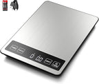 Fuzion Food Scale, 1g/0.1oz Kitchen Scale Grams and Ounces - 22lb, 7 Units, Tare & Timer Functions, Rechargeable Power, Tempered Glass & Stainless Steel - Digital Food Scale for Cooking, Baking