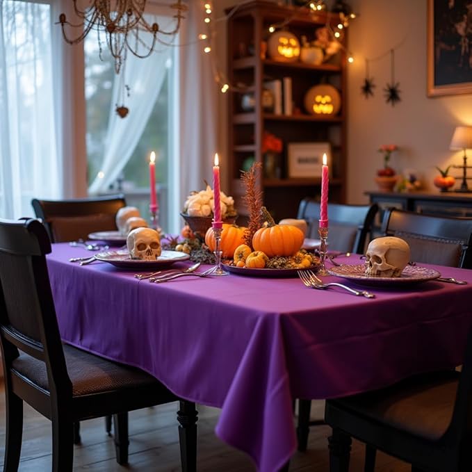 sancua Rectangle Tablecloth - 60 x 84 Inch - Stain and Wrinkle Resistant Washable Polyester Table Cloth, Decorative Fabric Table Cover for Dining Tables, Buffet Parties and Camping, Purple