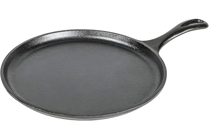 Lodge L9OG3 Cast Iron Round Griddle, Pre-Seasoned, 10.5-inch - Made in USA, Compatible with Stovetop, Oven, Grill & Campfire