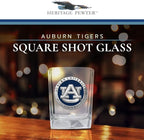 Heritage Pewter University of Auburn Square Shot Glass | Hand-Sculpted 1.5 Ounce Shot Glass | Intricately Crafted Metal Pewter Alma Mater Inlay
