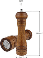 2PCS Salt and Pepper Grinder, Solid Wood Sea Salt and Pepper Shakers, Pepper Mill & Salt Mill With Adjustable Coarseness, Premium Spice Grinder Easy To Use 8 INCH, Ideal Gift for Parents & Friends