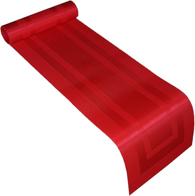 PIGCHCY 72 inches Table Runner,Table Centerpiece, Heat Resistant Vinyl Woven Washable Table Mats Sets (Red)