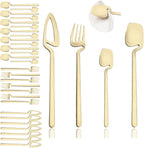 JASHII Flatware Set 32-piece Silverware Set Matte Finished Cutlery Set Service for 8 Include Knife/Fork/Spoon/Coffee spoon Dishwasher Safe (Champagne Gold)