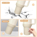 Silicone Boot for Stanley, Cup Bottom Protector Sleeve Accessories for Stanley Quencher H2.0 FlowState Tumbler 40oz / Adventure Quencher Tumbler 40oz (Cream)