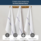 LANE LINEN Kitchen Towel Set - 24 Pack 100% Natural Cotton Absorbent Dish Towels for Kitchen, Reusable Wash Cloths, Machine Washable Hand Cloth, 14"x25", Soft & Durable - Blue Stripe