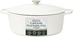 Larder & Vine Enameled Cast Iron 8 qt Dutch Oven Pot with Lid | Bread Baking | Compatible on All Cooktops & Oven Safe to 500° F | Great for Sourdough Bread | White