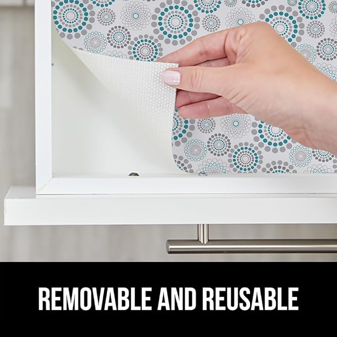 GORILLA GRIP DripGuard Drawer and Shelf Liner for Cabinet, Slip Resistant Non Adhesive Protection for Kitchen, BPA Free Smooth Surface Plastic Liners for Cabinets, Drawers, 17.5x120 Inch, Turquoise