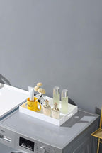 Glossy White Sturdy Acrylic Serving Tray with Handles-12x20Inch-Serving Coffee,Appetizer,Breakfast,Butler-Kitchen Countertop Tray-Makeup Drawer Organizer-Vanity Table,Ottoman Tray-Decorative