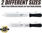 Walfos Icing Spatula, Stainless Steel Cake Spatula with Sturdy and Durable Handle Cake Decorating Spatula - Multi purpose Use for Home, Kitchen or Bakery (6” Angled + 8" Straight)…