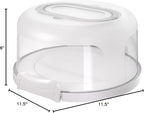 Top Shelf Elements Round Cake Carrier Two Sided Cake Holder Serves as Five Section Serving Tray, Portable Cake Stand Fits 10 inch Cake, Cake Box Comes With Handle, Cake Container Holds Pies (White)