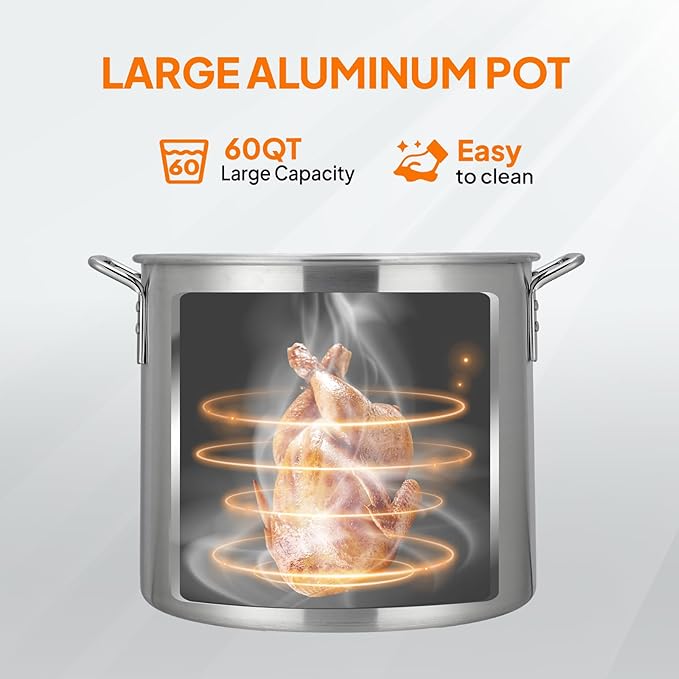 ROVSUN 60QT Turkey Fryer with Aluminum Boiler Steamer Basket & 150,000BTU Propane Burner, Outdoor Gas Deep Fryer & Seafood Crawfish Boil Pot Set with High Pressure Propane Regulator and Hose