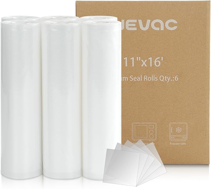 Wevac Vacuum Sealer Bags 11x16' Rolls 6 pack for Food Saver, Seal a Meal, Weston. Commercial Grade, BPA Free, Heavy Duty, Great for vac storage, Meal Prep or Sous Vide