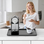 Silicone Coffee Mat,16"×16" Waterproof Heat Resistant Bar Mat for Espresso Machine Station Accessories,Non Slip Dish Drying Mat for Kitchen Counter,Home Decor Essentials,Black