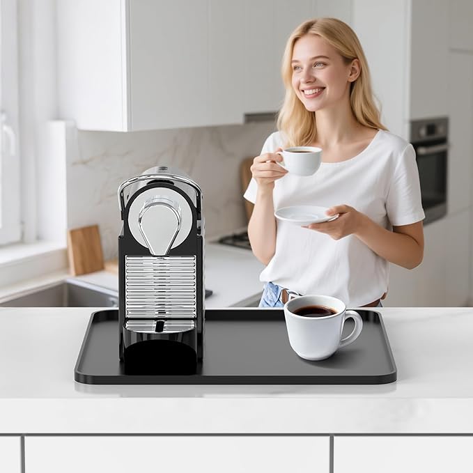 Silicone Coffee Mat,16"×16" Waterproof Heat Resistant Bar Mat for Espresso Machine Station Accessories,Non Slip Dish Drying Mat for Kitchen Counter,Home Decor Essentials,Black