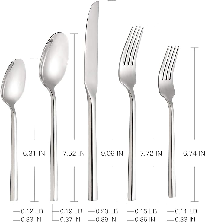 Hand Forged Stainless Steel Flatware Set Silverware Set Cutlery Set Hexagon Handle 5 Pieces Service for 1