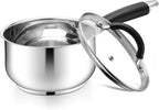 E-far 2 Quart Saucepan with Lid, Tri-Ply Base Stainless Steel Small Sauce Pan with Stay-Cool Handle, Non-toxic Kitchen Cooking Sauce Pot, Compatible with All Cooktops, Dishwasher Safe