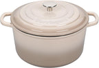 Enameled Cast Iron Dutch Oven Pot with Lid, for Sourdough Bread Baking, Round Dutch Ovens, 4.5 Quart, Latte