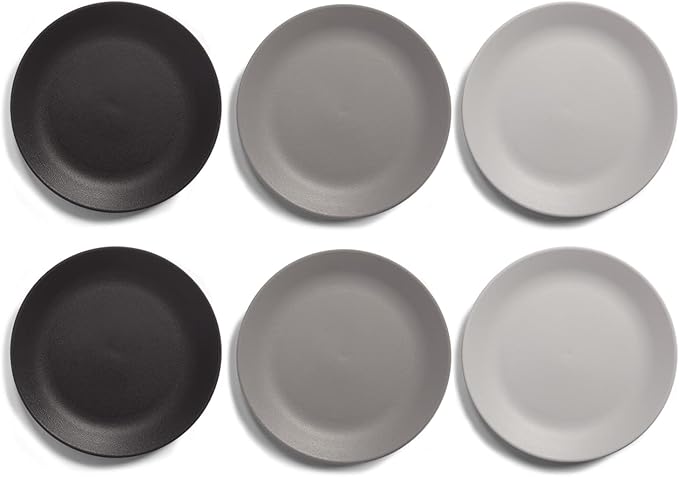 US Acrylic Everest Ultra-Durable Plastic 10 inch Dinner Plates in Grey Stone | Set of 6 Reusable, BPA-Free, Made in the USA, Dishwasher Safe Dinnerware
