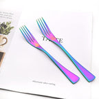 24-Piece Rainbow Flatware, Mirror 18/10 Stainless Steel Modern & Luxury Dinnerware Set With Serrated Steak Knife Teaspoon For Daily Use or Dinner Party Restaurant - Service For 4