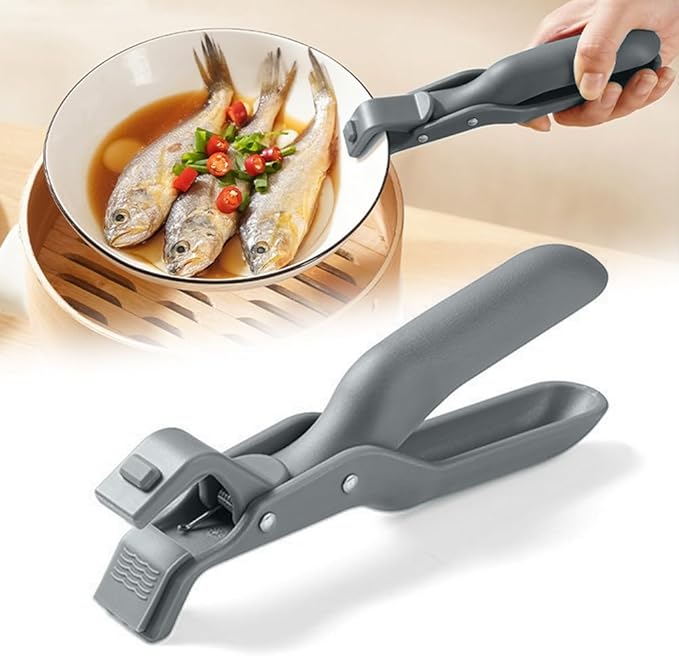 Silicone Non-Slip Heat Insulation Anti-Scald Clip,Multi-Function Anti-Scald Bowl Clip Hot Bowl Dish Plate Gripper Clips,Multi-Purpose Anti-Scald Bowl Holder Clip Tongs Clamp Holder for Kitchen (Grey)