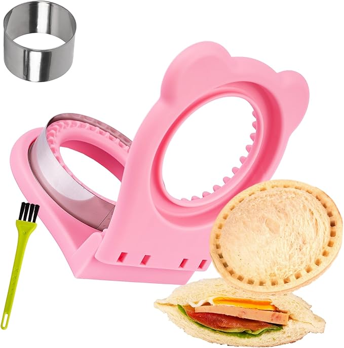 Uncrustables Sandwich Maker Sealer Cutter, Crustless Sandwich Cutter, PB&J Uncrustable Maker - Color Pink, Round Shape