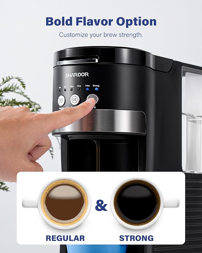 SHARDOR 3 in 1 Single Serve Coffee Maker, K Cup Pod Coffee Maker Compatible with Grounds & Teas, 6 to 14oz Brew Sizes, 40oz Removable Water Tank, Easy to Use, Black