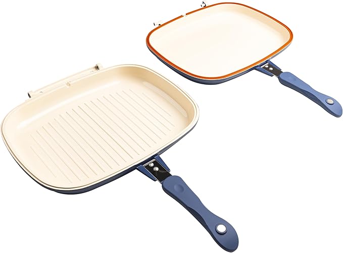 Mundial 12-Inch Take-A-Part Double Skillet – Nonstick Ceramic Coated Frying Pan for All Stovetops (Gas, Electric, Induction, Ceramic) – Dishwasher Safe with Extra Silicone Seal