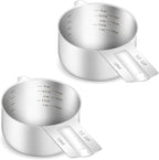 2PCS 1/2Cup (120ml, 4oz) Single Measuring Cup, Etched Inner Scale Stainless Steel Measure Scoop, Metric and US Measurement, Dishwasher Safe