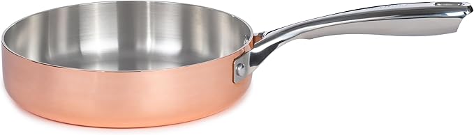 BergHOFF Copper Tri-Ply Cookware Set, Non-reactive 18/10 Stainless Steel, Fast, Evenly Heat, Gold Coated (4Pc-Polished)