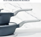 Nonstick Pots and Pans Set, 9 Pieces Non Toxic Ceramic Cookware, Nonstick Pan Skillet, Healthy Frying Pan, PTFE PFOA & PFAS Free, Induction Compatible, Gray