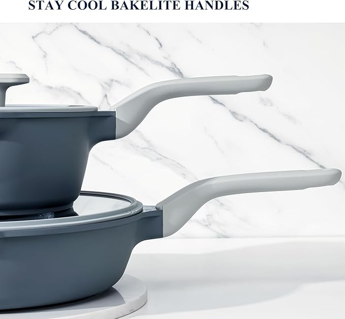 PRICUSIS Nonstick Saucepan with Lid, 2.7 Quart Ceramic Sauce Pan, Non Toxic Sauce Pot with Pour Spouts for Multipurpose Use, PTFE, PFOA & PFAS Free, Induction Compatible.