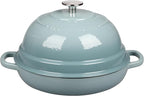 Enameled Cast Iron Dutch Oven Pot with Lid, Round Bread Oven for Homemade Sourdough Bread Baking, 6 Quart, Seasalt