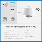 Electric Mason Jar Vacuum Sealer Kit, 3-in-1 Handheld Automatic Vacuum Sealer for Mason Jars, Food Savers & Containers | Ideal for Canning Jams, Pickles, Dry Foods, Grains | Present for Mom, White