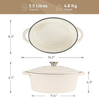 Oval Dutch Oven for Bread Baking, 4.5 Quart Non Stick Enameled Cast Iron Dutch Oven Pot with Lid, Oven Safe Oval Casserole with Lid up to 500°F for Baking, Braising, Stews, Roasting (Beige)